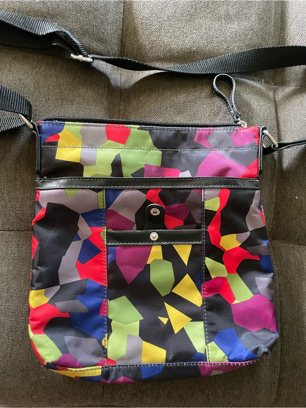 Nine West Black Multicolor Geometric Crossbody Bag